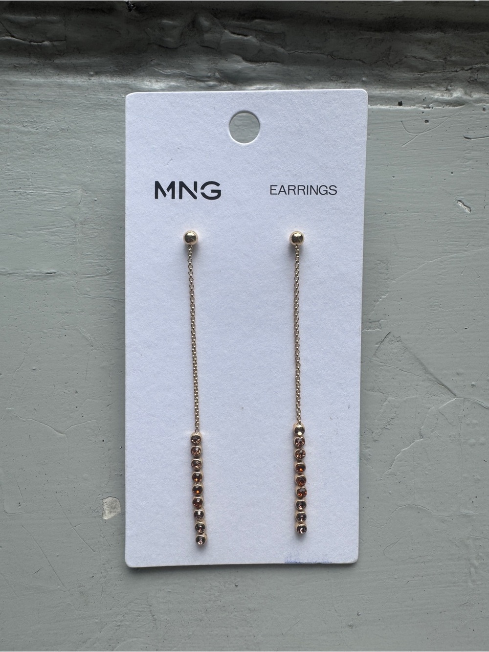 Mango Gold Threader Earrings with Brown Crystal Drops